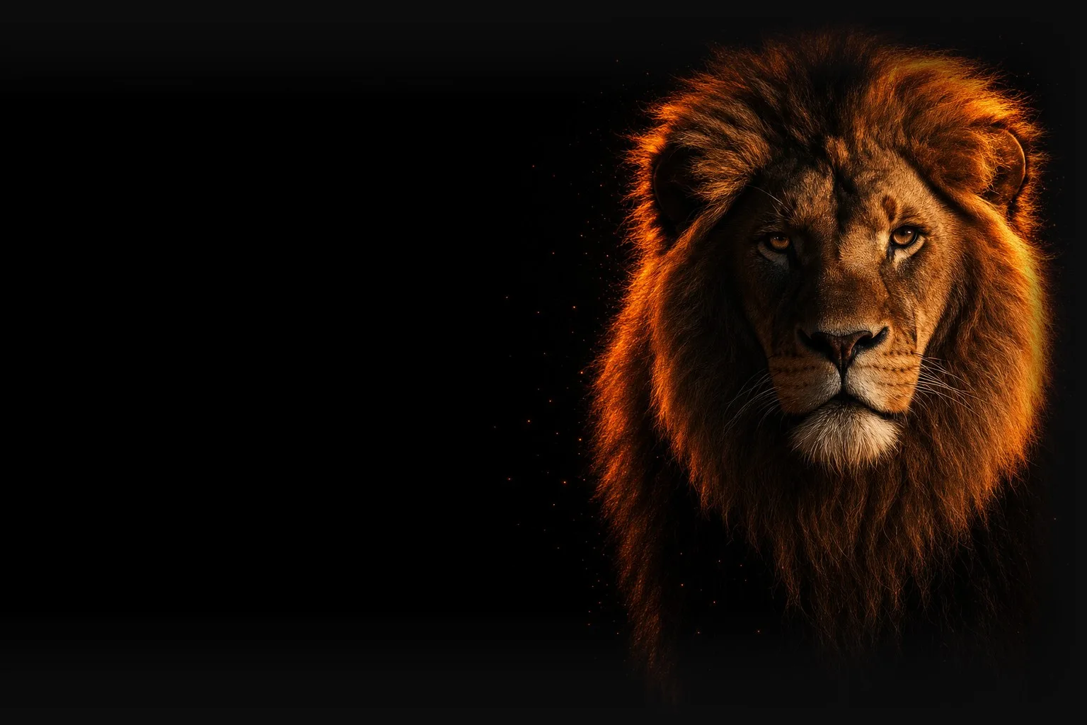 León de frente iluminado en naranja sobre fondo negro, imagen de Optimización Online